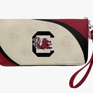 Red and Cream Wristlet with University of South Carolina Gamecock Logo